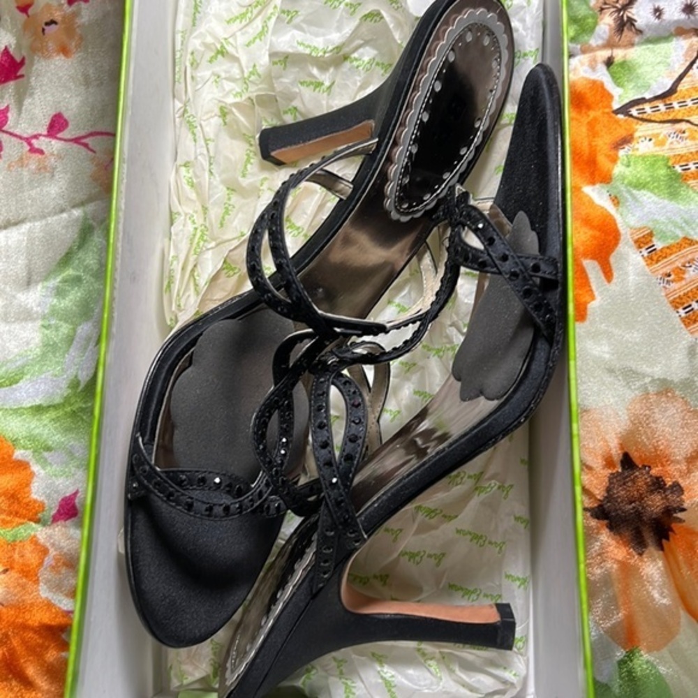 BP slip on open toe blinged sandal size 8 black